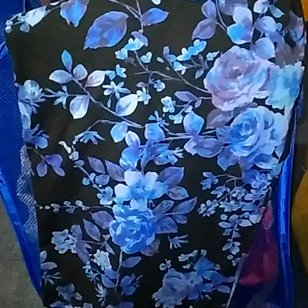 Blue rose cotton pencil skirt